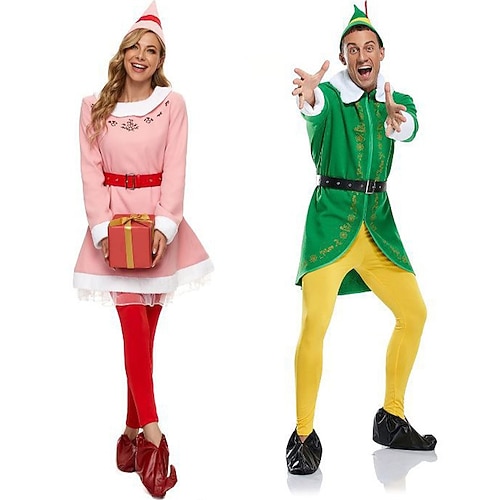 Weihnachtsmann Elf Karneval Cosplay Kostüm Erwachsene Paar Weihnachten Karneval Party Neujahr Einfaches Karnevalskostüm Verkleiden Image