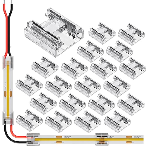10er-Packung, 20er-Packung, 50er-Packung 4-in-1 LED-Streifenverbinder für 8 mm und 10 mm 2-Pin COB/SMD 2835/3528 LED-Streifen, gerade Eckverbinder für Streifenverbindungen Abisolierung zu Draht Image