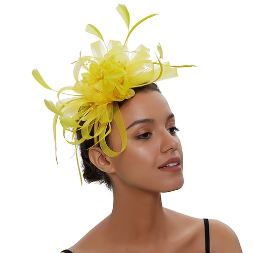 Fascinatoren Tüll Kentucky Derby Pferderennen Cocktail Royal Astcot Retro Elegant Mit Feder Kopfschmuck Kopfbedeckung Image