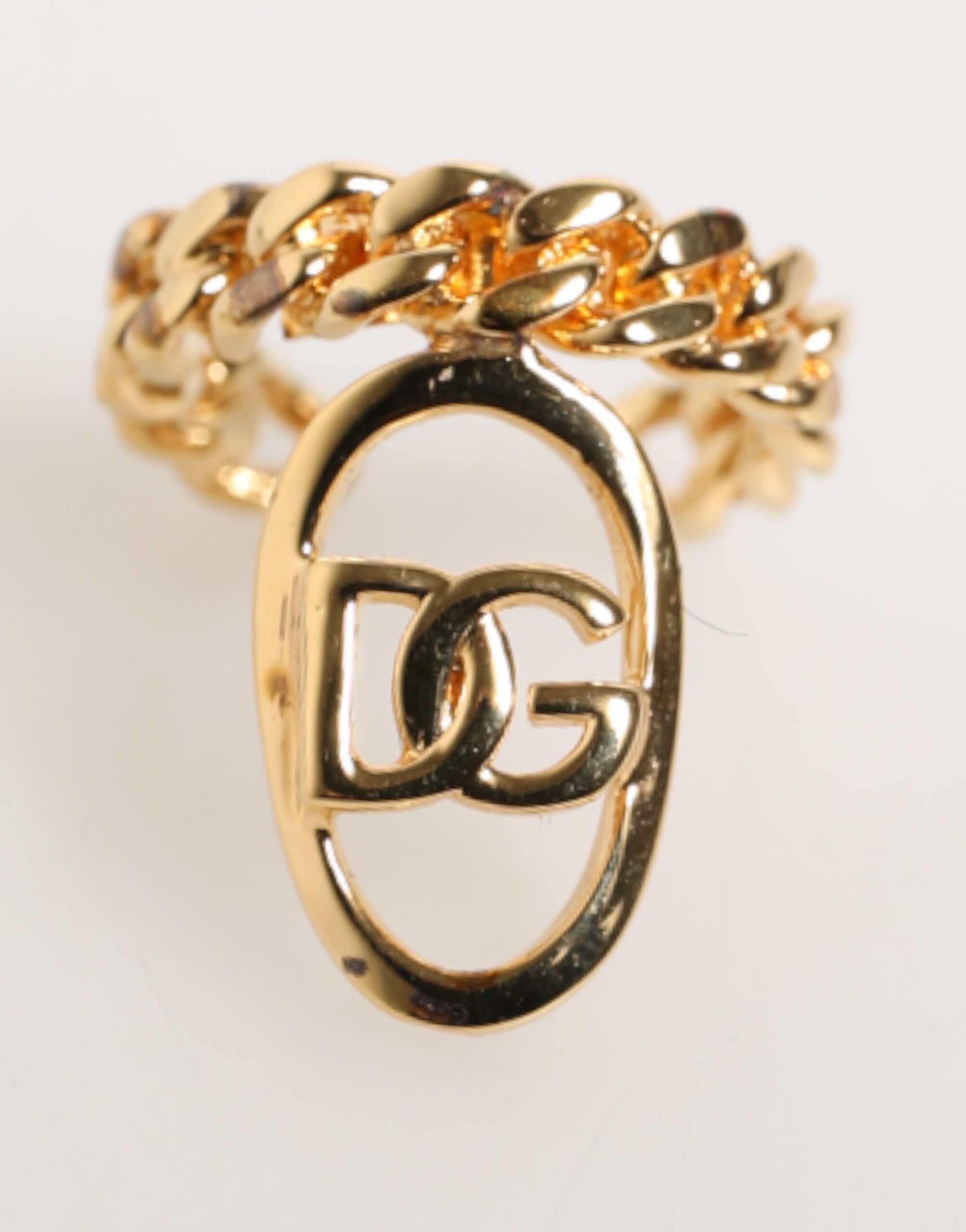 Dolce & Gabbana Mens Chain Ring Dg Charm - Mustard Brass - One Size | Dolce & Gabbana Sale | Discount Designer Brands