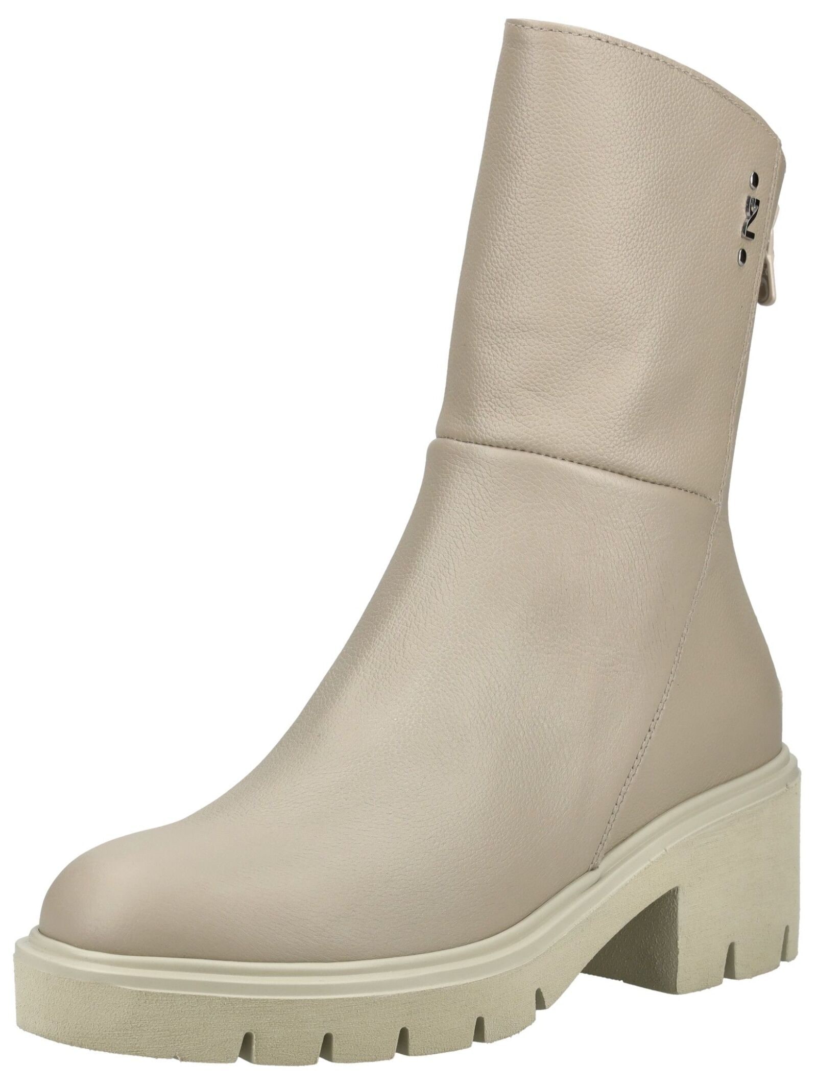 Stiefelette NERO GIARDINI "Nero Giardini Stiefelette Leder", Damen, Gr. 36, beige, Leder, Schuhe Stiefelette
