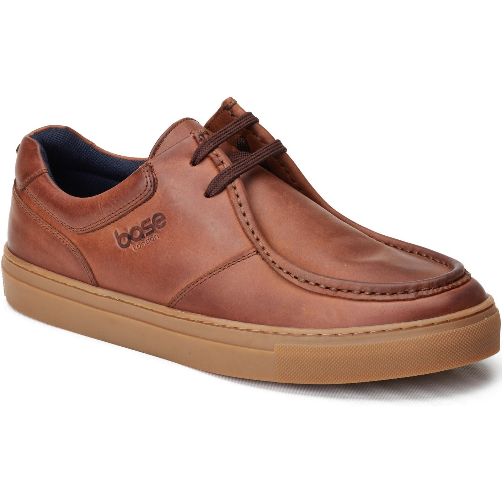 Base London Dalston Leder Herren Braune Mokassins Schuhe
