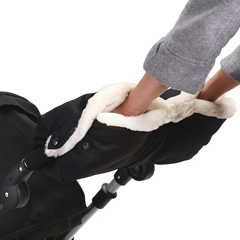 Winddichte Handschuhe für Winterkinderwagen – Lenkerbezüge für kaltes Wetter mit Plüschfutter, Frostschutzgriff für Kinderwagen und Fahrräder Image