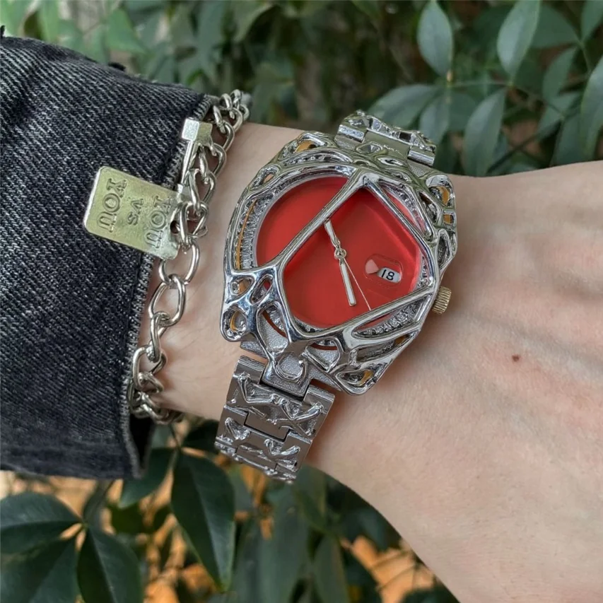Y2k Unisex Quarzuhr Männer Schwarz Rot Zifferblatt Antike Alabaster Stil Männer Uhr Hohe Qualität Original Einzigartige Kreative AAA Uhr