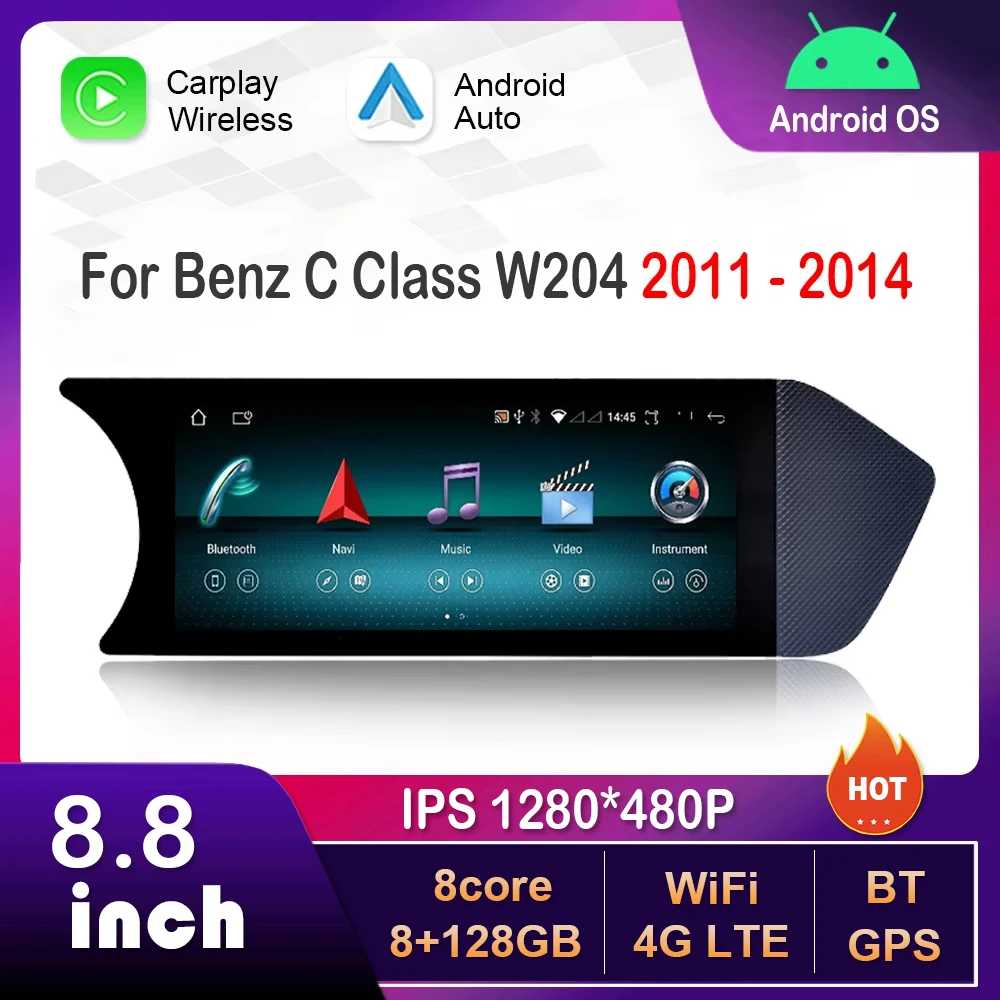 8,8 Zoll für Mercedes Benz C-Klasse W204 2011–2014 NTG 4,5 System Android Autoradio Multimedia Player GPS HD Touchscreen GPS Image