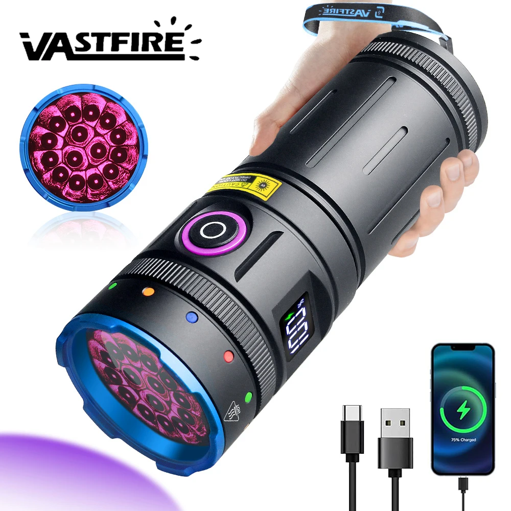 15x LED 365nm High Power UV Taschenlampe Schwarzlicht Katze Hund Urinfleck Tinea Erz Geld Skorpion Marker Wiederaufladbare UV Taschenlampe lampe Image