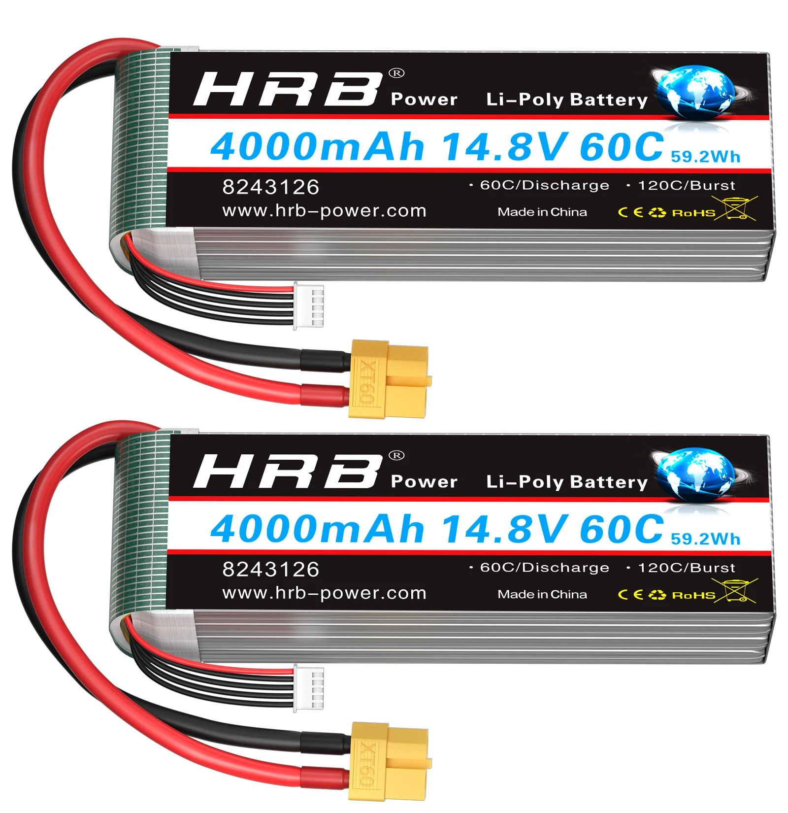 HRB 4000mah 2S 3S 4S 6S Lipo Batterie 7,4 V 11,1 V 14,8 V 22,2 V 60C XT60 Stecker Für Auto FPV Flugzeug Drone Boot Lkw Image