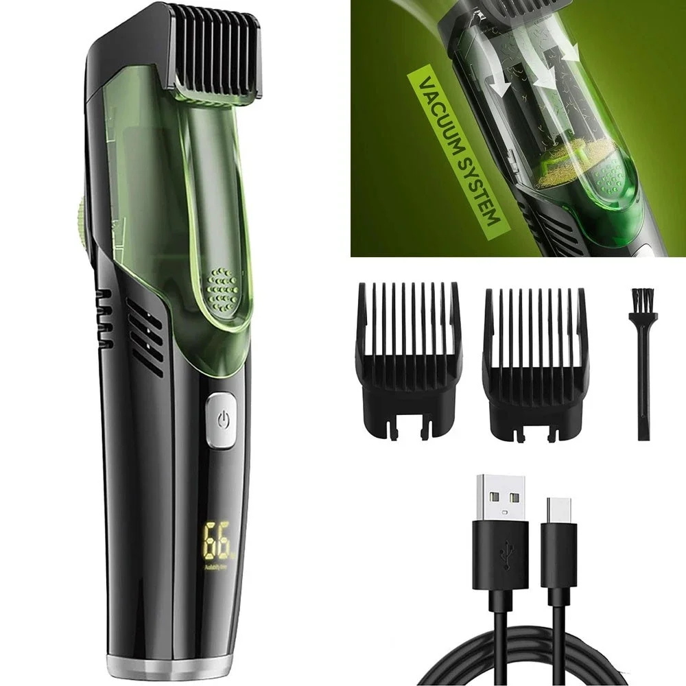Kabelloser Herren-Bartschneider, wiederaufladbarer Elektrorasierer mit 20 Ziern, integrierter Vakuumschneider für Schnurrbart, Koteletten, Pflegeset Image