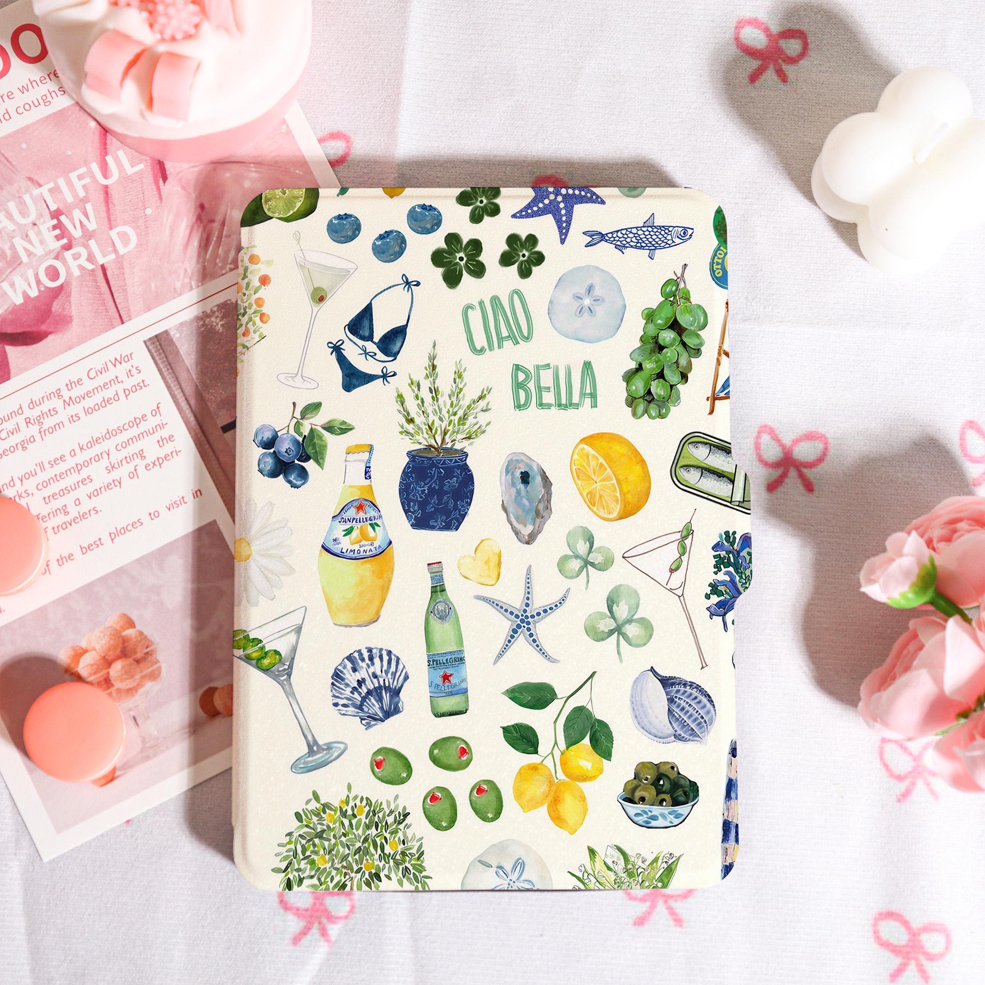 "Custodia Ciao Bella per Kindle con cinturino da polso, custodia per Kindle 6/6,8/7\", custodia per Kindle Kobo Paperwhite 12/11, custodia per Kindle 12"