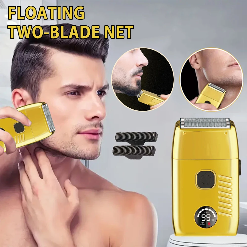 Electric shaver with Double Foil and digital display, Handheld Electric Razor for Travel, Portable Cordless Close Face Shaver