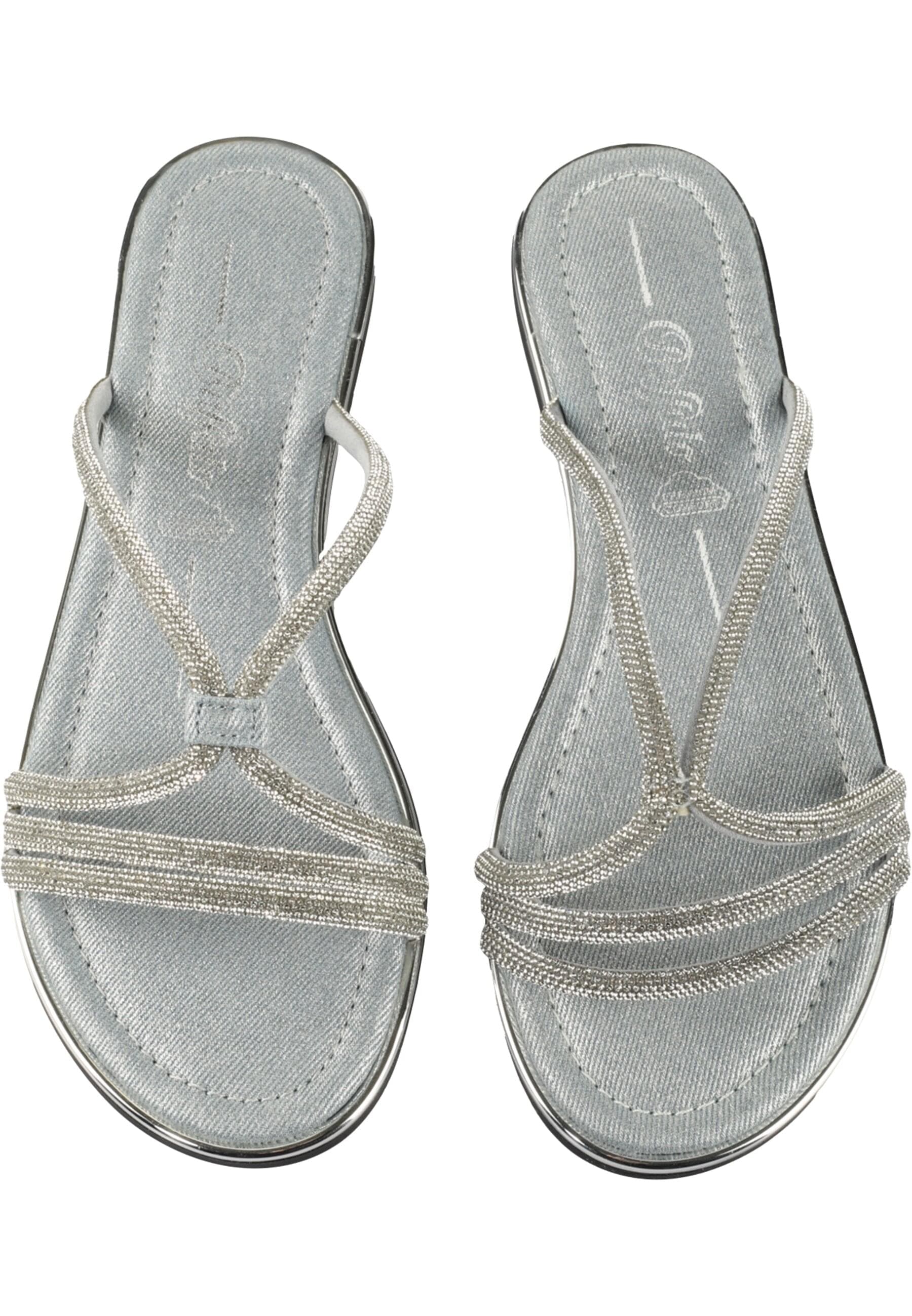 Sandale BUFFALO "Buffalo KIRA MSS GLAM", Damen, Gr. 37, blau, silber, Polyurethan, unifarben, Schuhe Sandale