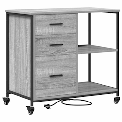 vidaXL Büroschrank mit Rad Grau Sonoma 76 x 41 x 72 cm Holzwerkstoff Image