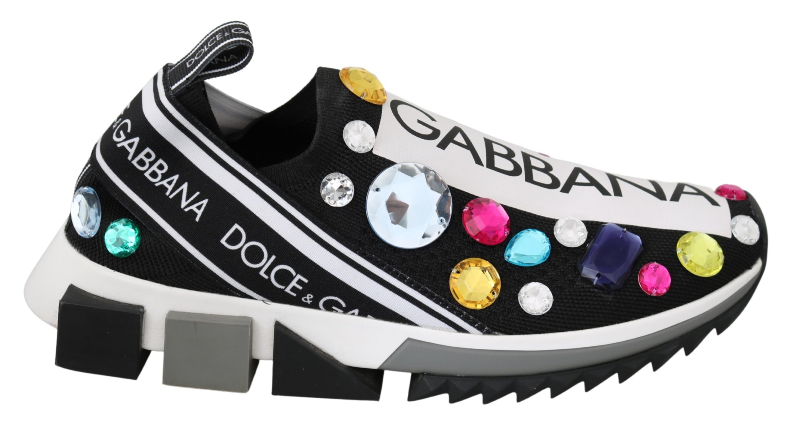 Dolce & Gabbana Frauen Schwarz Multicolor Crystal Sneakers Schuhe