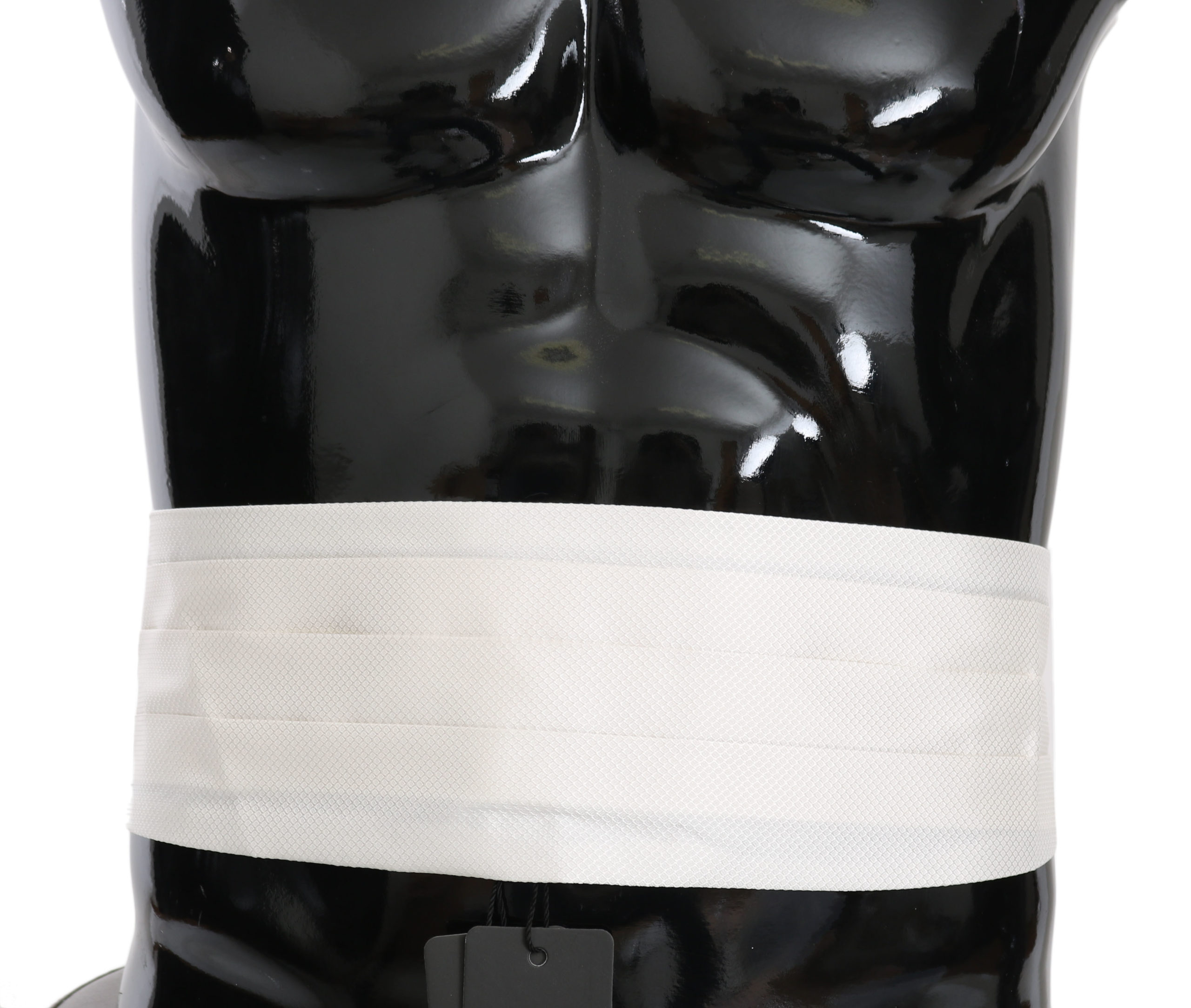 Dolce & Gabbana White Men's Waist Belt 100% Silk Cummerbund (ceinture pour homme) Image