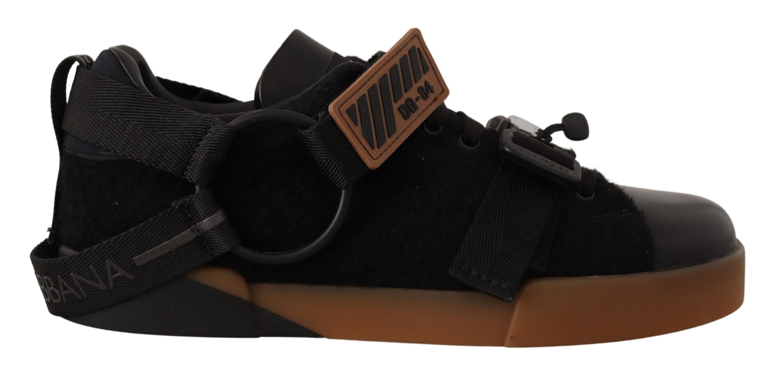 Dolce & Gabbana Herren Schwarze Leder Low-Top Freizeitsneaker