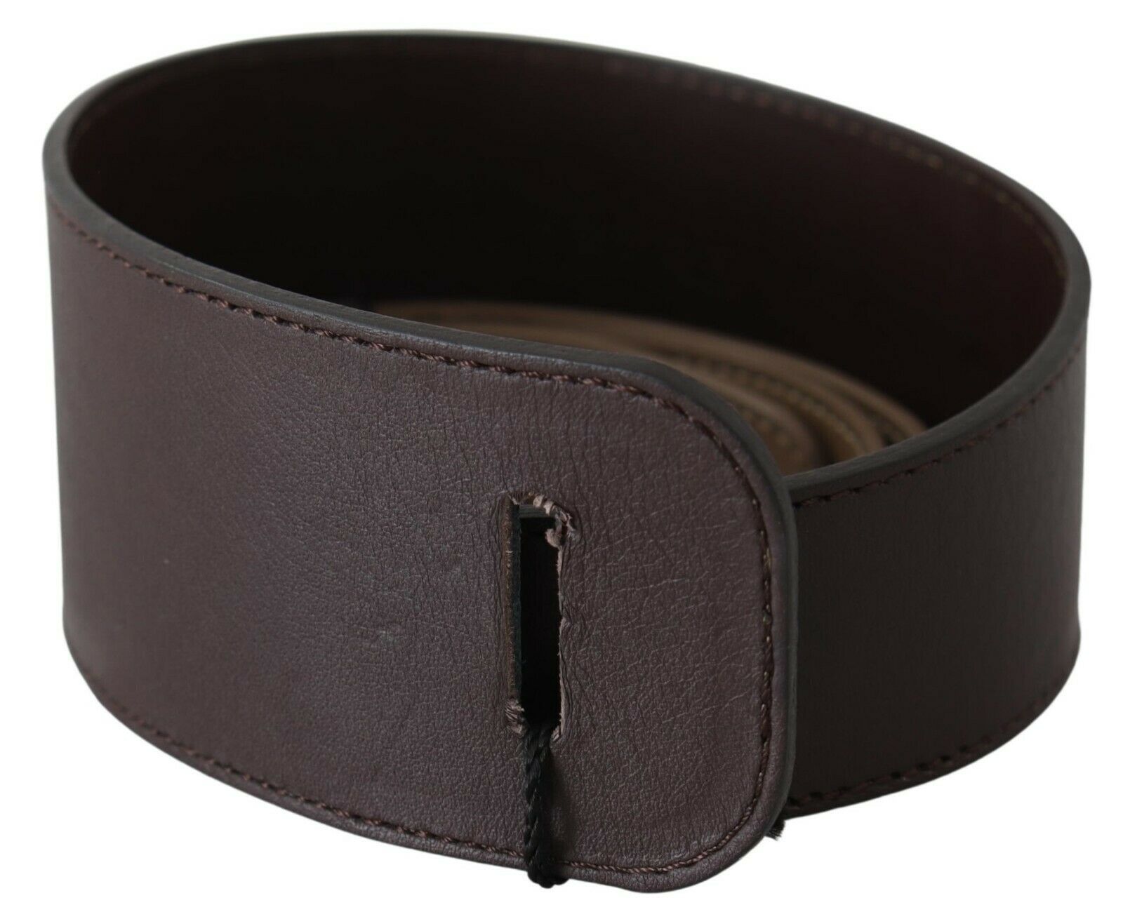 GF Ferre Ceinture large en cuir véritable marron avec logo pour femme Image