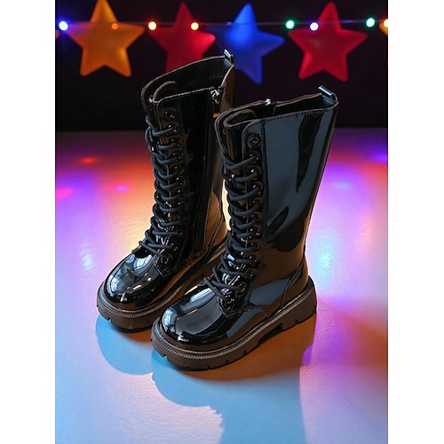 Chaussures pour enfant inspirées des idoles coréennes - bottines blanches vernies à lacets avec breloque tortue tenue de fête du