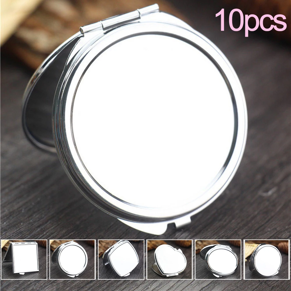 10 mini specchio per il trucco portatile tascabile rotondo quadrato specchio per il trucco a forma di cuore specchio cosmetico pieghevole su due lati regali femminili