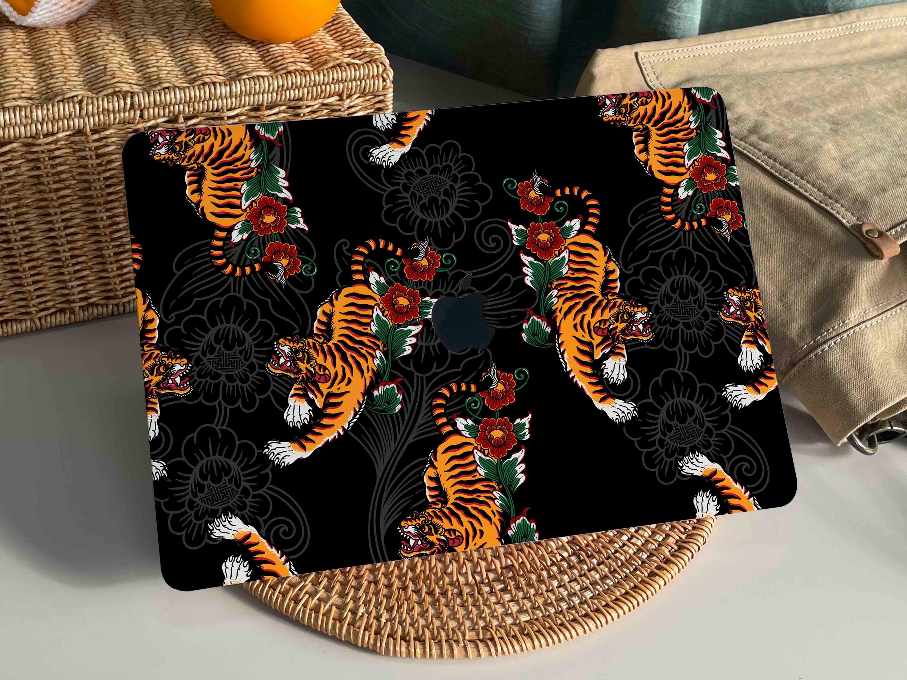 Custodia protettiva per MacBook con motivo tigre vintage, compatibile con MacBook Pro 14, MacBook Air 13, MacBook Pro 13, MacBook Pro 15, MacBook Pro