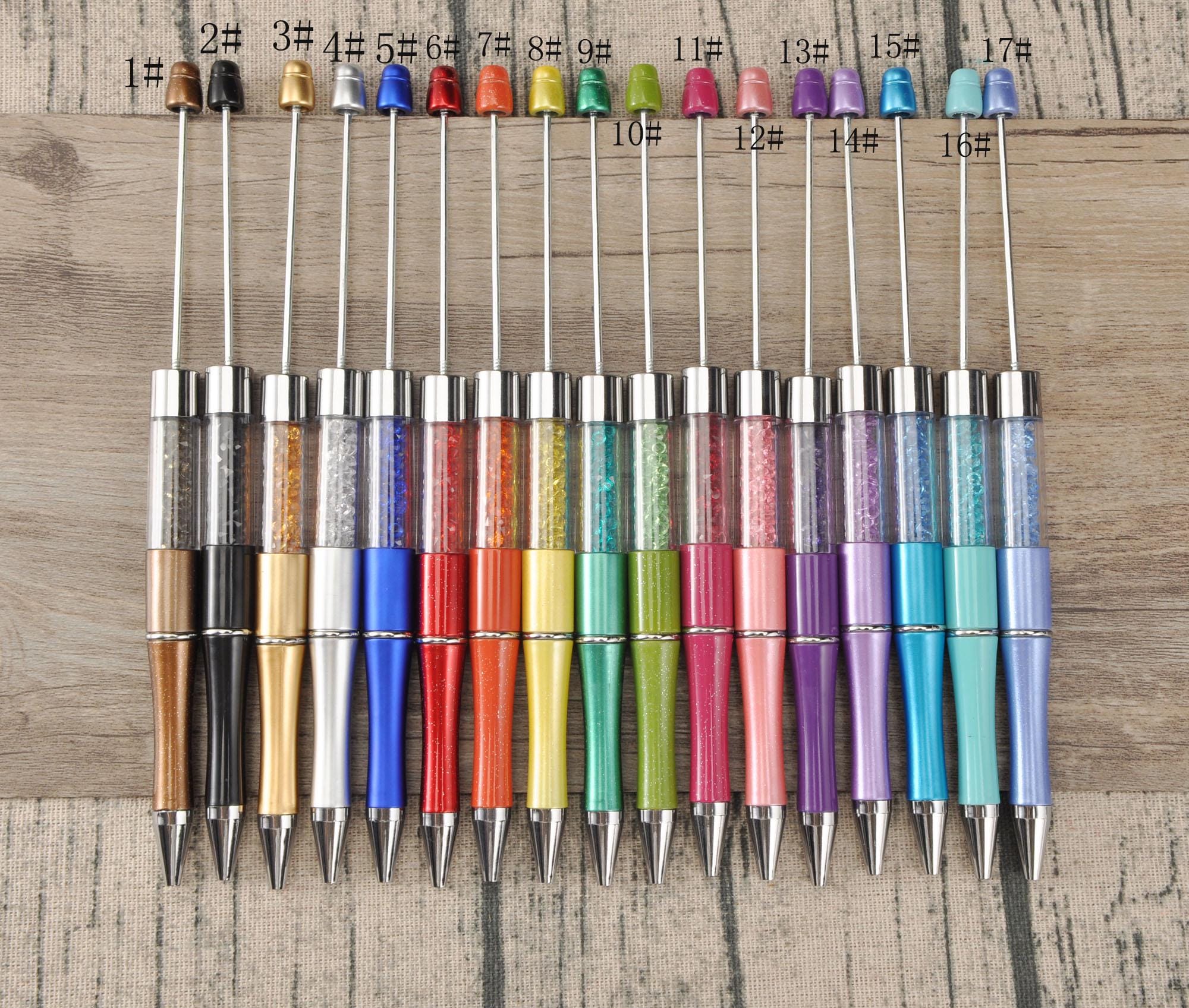 17 penne colorate con perline, penne fai da te con perline, penne e ricariche con perline, penne in plastica di cristallo, penne vuote, penne con perl