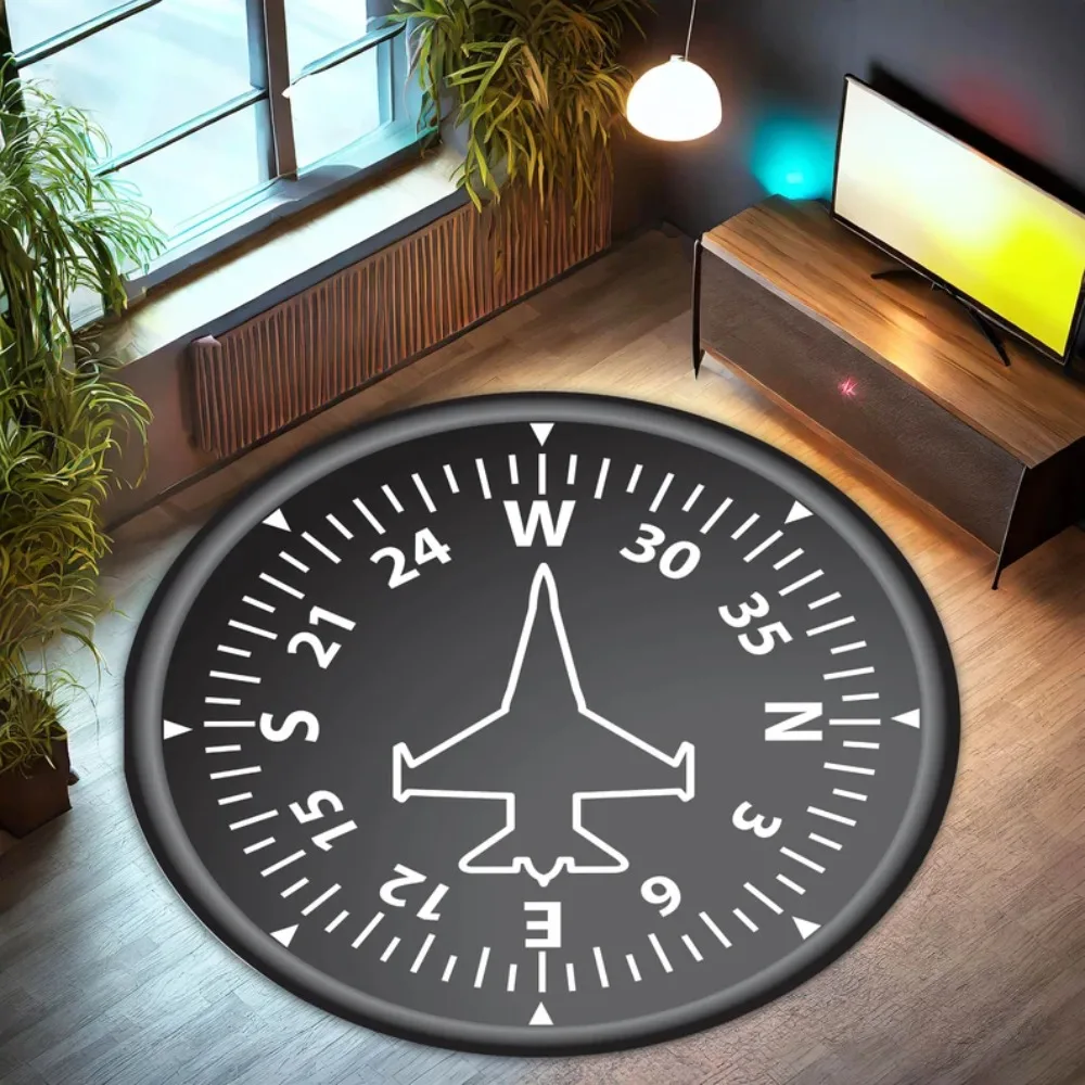 Luftfahrt-Instrument, Teppich, Matte, Teppich, Flugzeug, Höhenmesser, Design, Heimdekoration, rutschfest, rund, modernes Dekor mit Flugthema Image