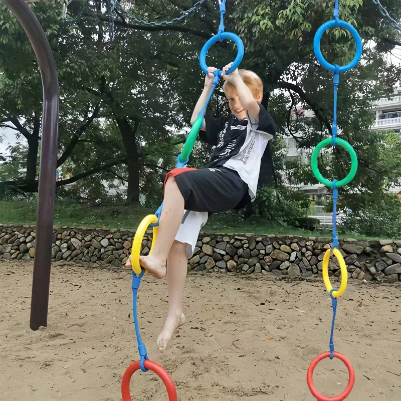 Kinder Klettern Fitness Spielzeug PE Poliert Set Schaukel Gemischte Farbe Ringe Hand Grip Design Indoor/Outdoor Verwenden Spaß Fitness Unterhaltung