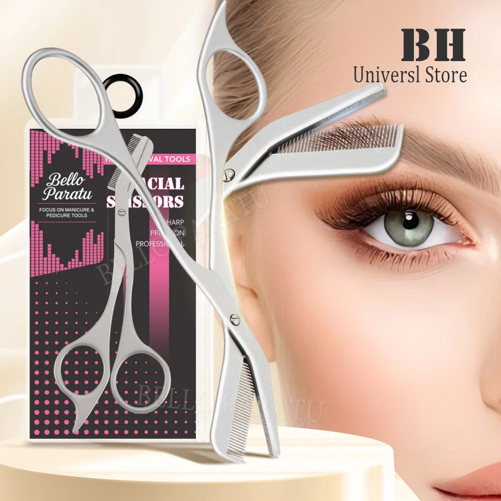 1Pcs Augenbraue Trimmen Schere mit Kämme Professionelle Augenbraue Trimmer Edelstahl Pflege Augenbraue Gestaltung Schere Werkzeuge Image