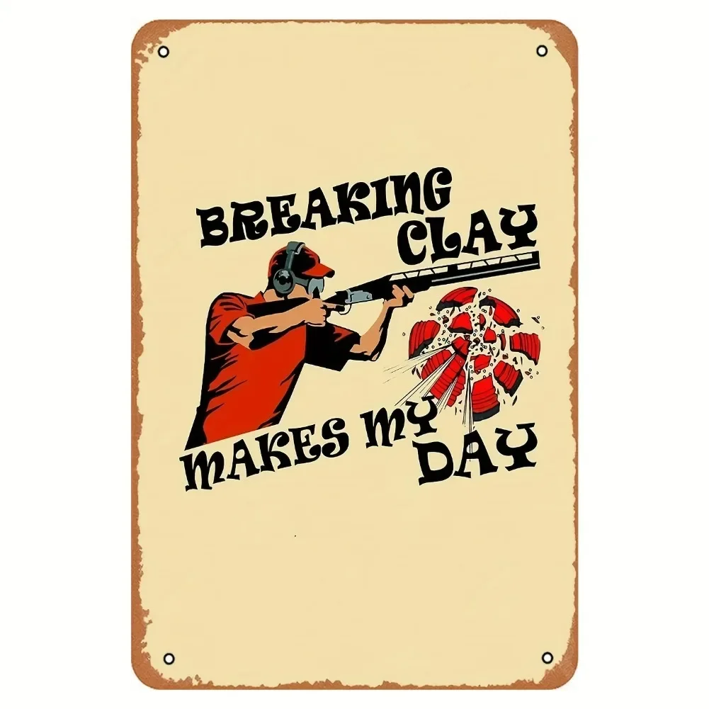 Vintage Clay Pigeon Shooting Metallschild, 20,3 x 30,5 cm Wanddekoration für Trap Shooting Enthusiasten, Eisenwandkunst mit englischem Text Image