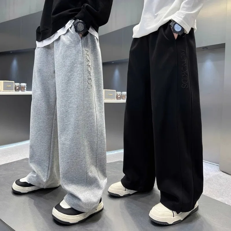 Herbst Jungen Casual Hosen Kinder Lose Baumwolle Sport Hosen 120-170 Schwarz Grau Hip Hop Hosen für Kinder Frühling kinder Kleidung