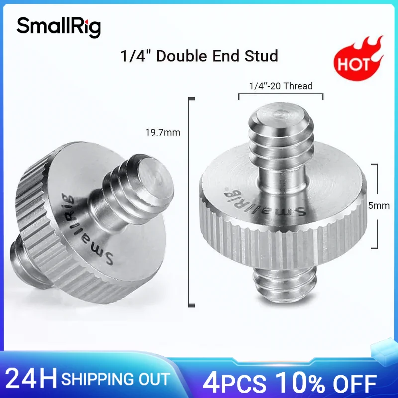SmallRig 1/4 "bis 1/4" Außengewinde Schraube Adapter Doppel Kopf Stud für Kamera Käfig Monitor LED Mikrofon (2 Pcs Set) - 828 Image
