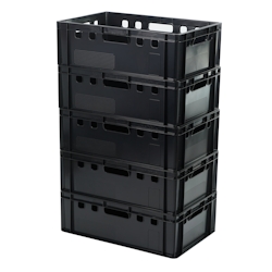 5 Stück E2 Kisten 600x400x200 Fleischkiste Lagerkiste Metzgerkiste in schwarz Image