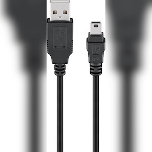 Goobay 50768 USB 2.0 Hi-Speed Kabel, Schwarz, 3 m - USB 2.0-Stecker (Typ A) > USB 2.0-Mini-Stecker (Typ B, 5-Pin) Image