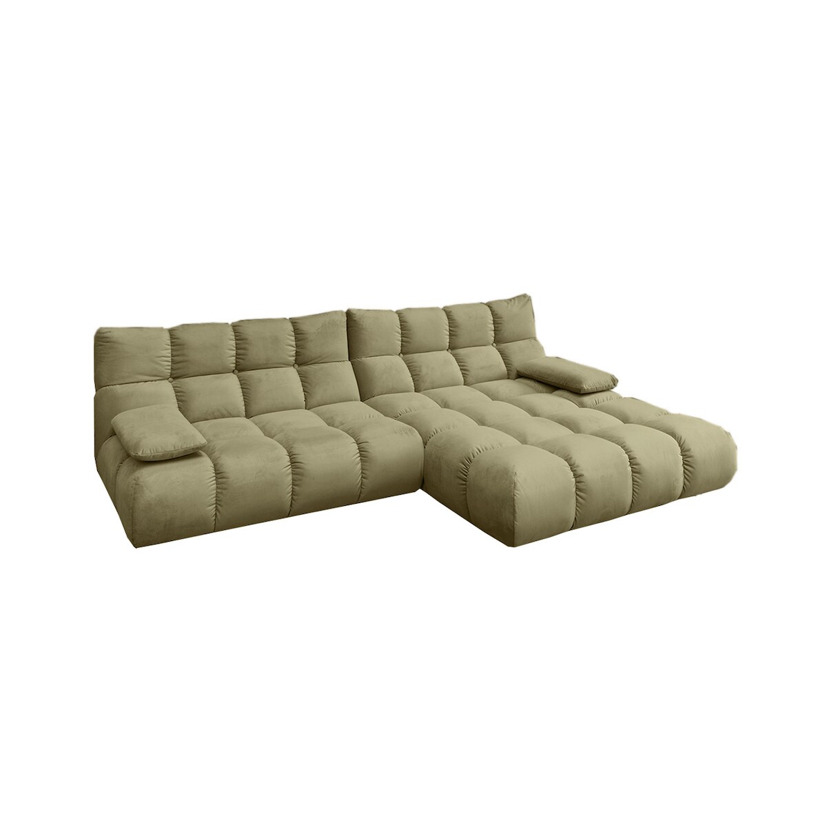 KAWOLA Sofa VIVIEN Ecksofa Velvet oliv Longchair rechts Image