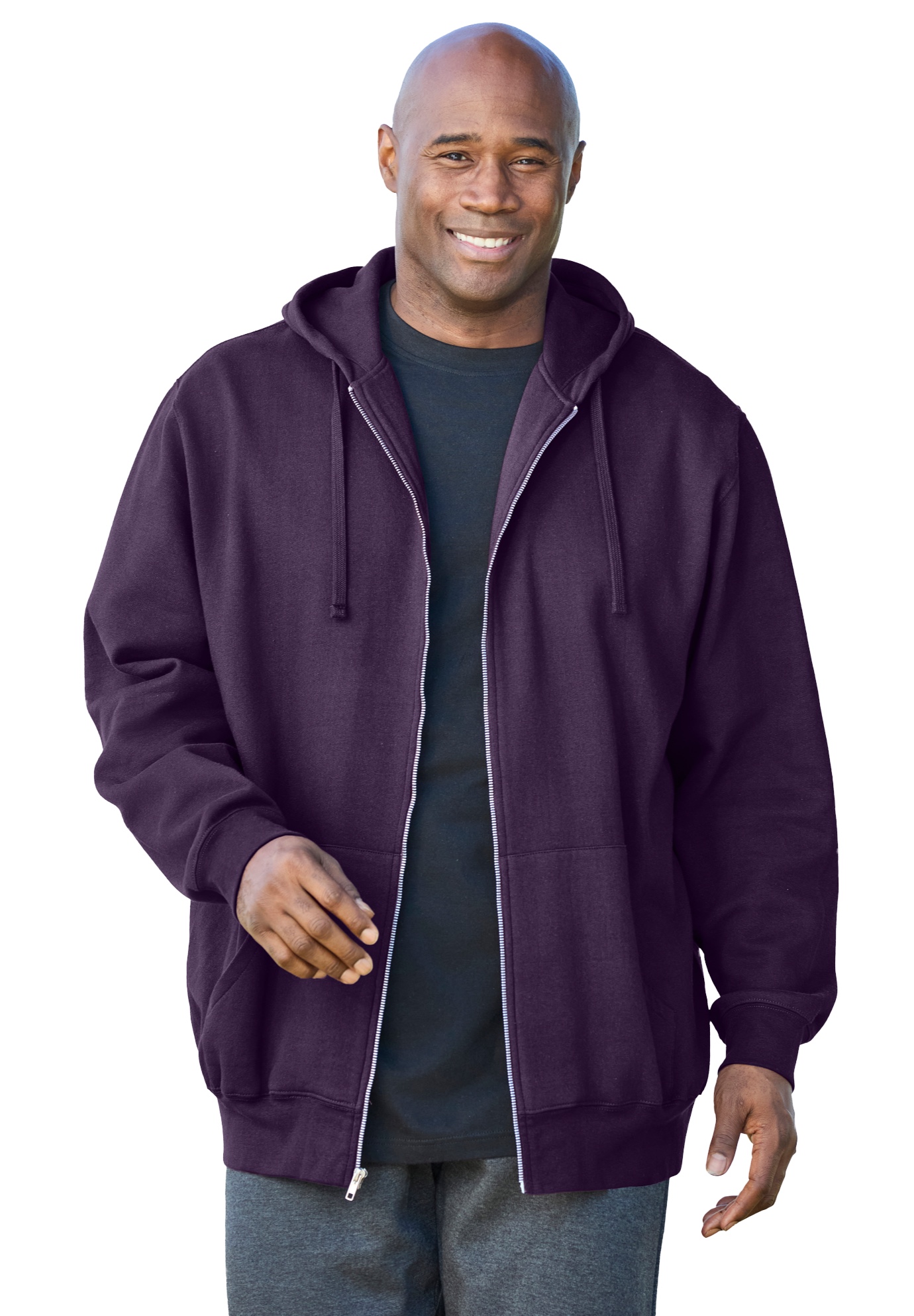 Plus Size Women's Fleece Zip-Front Hoodie by KingSize in Blackberry (Size 2XL) Fleece Jacket