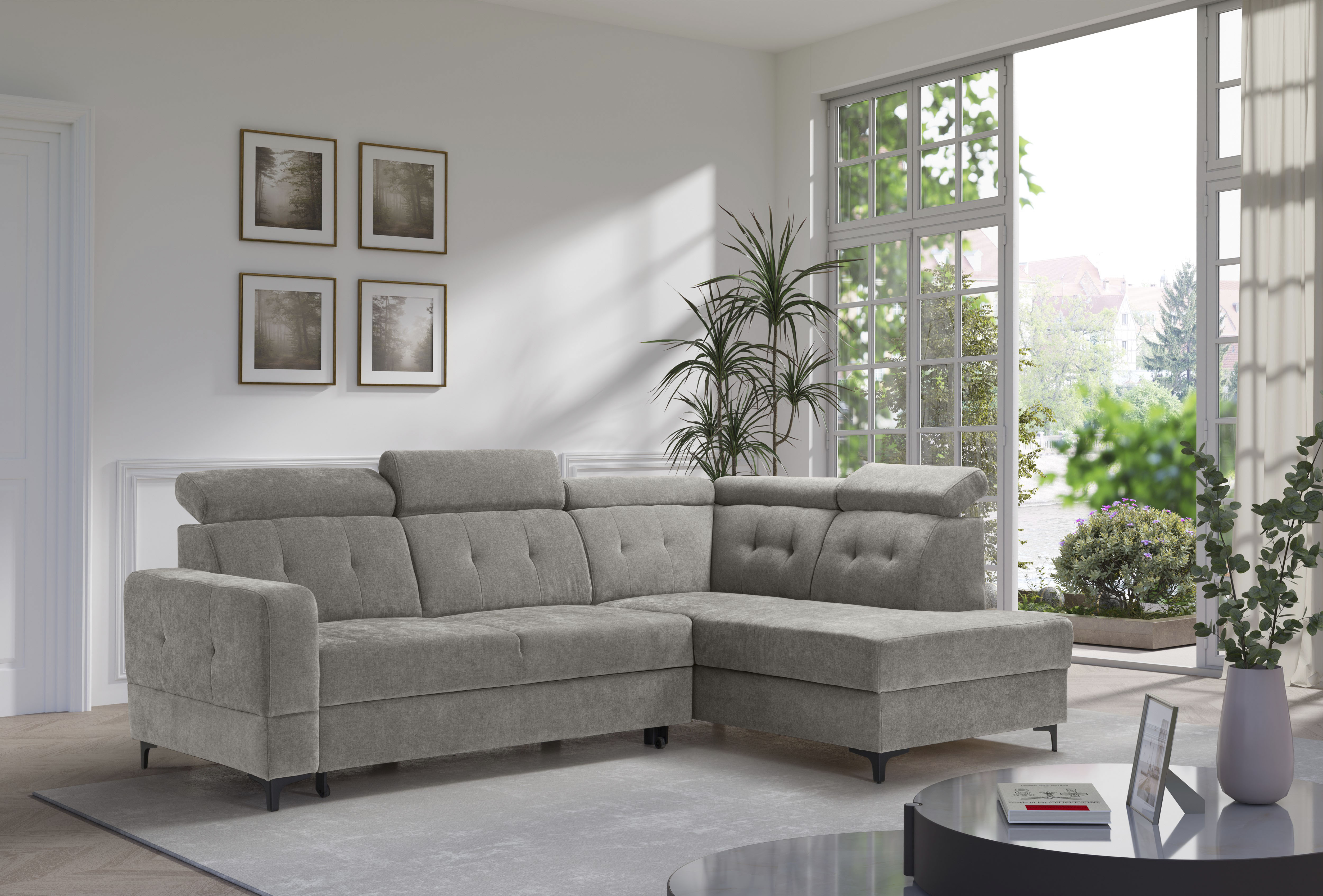 Ecksofa EXXPO - SOFA FASHION "Monte, Kopfteile verstellbar, optional mit Bettfunktion & Bettkasten", cappuccino, B:254cm H:100cm T:182cm, Sofas, Ecksofa, L- Form, mit Kopfteilverstellung, optional Bettfunktion und Bettkasten