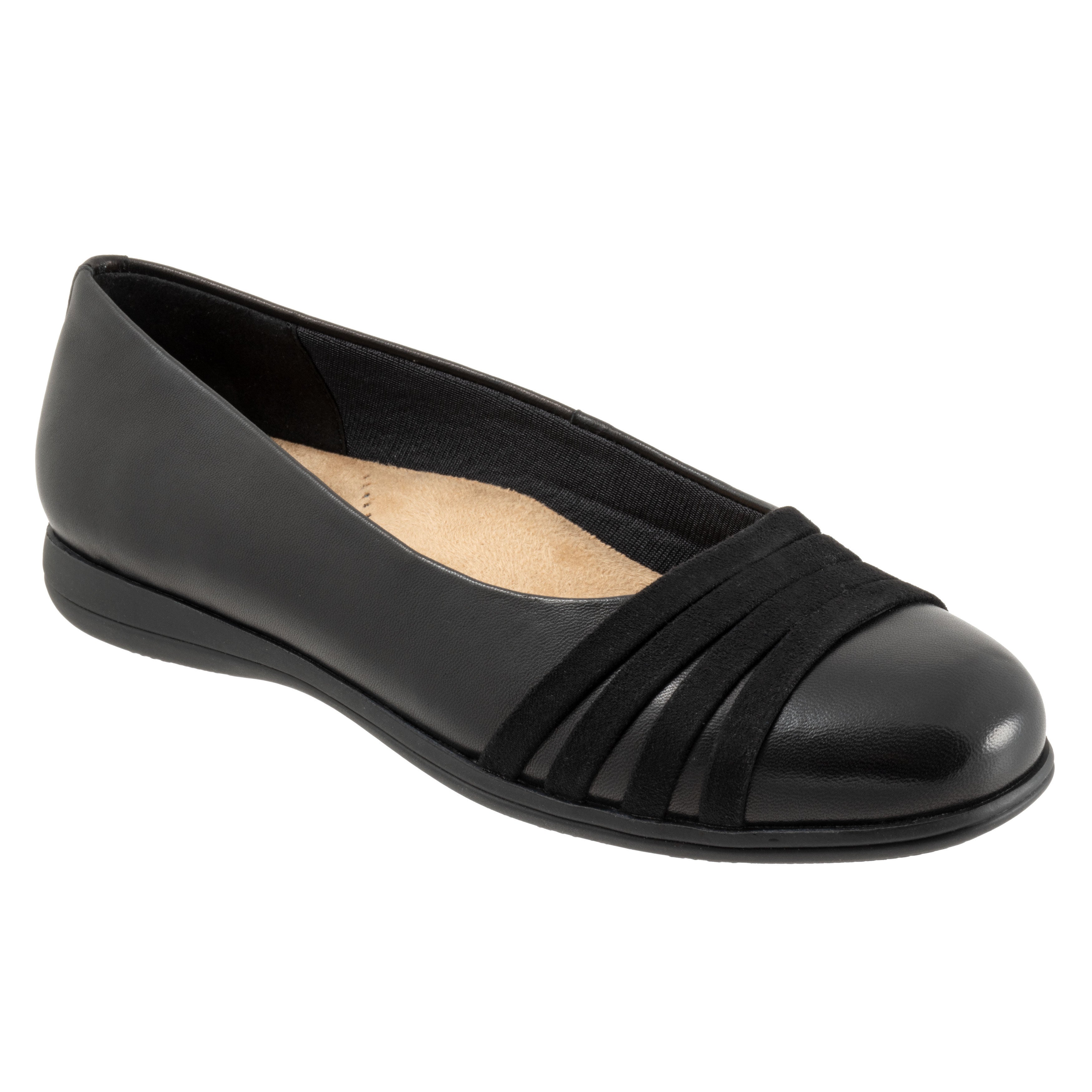 Wide Width Women's Drew Flat by Trotters in Black (Size 9 1/2 W)