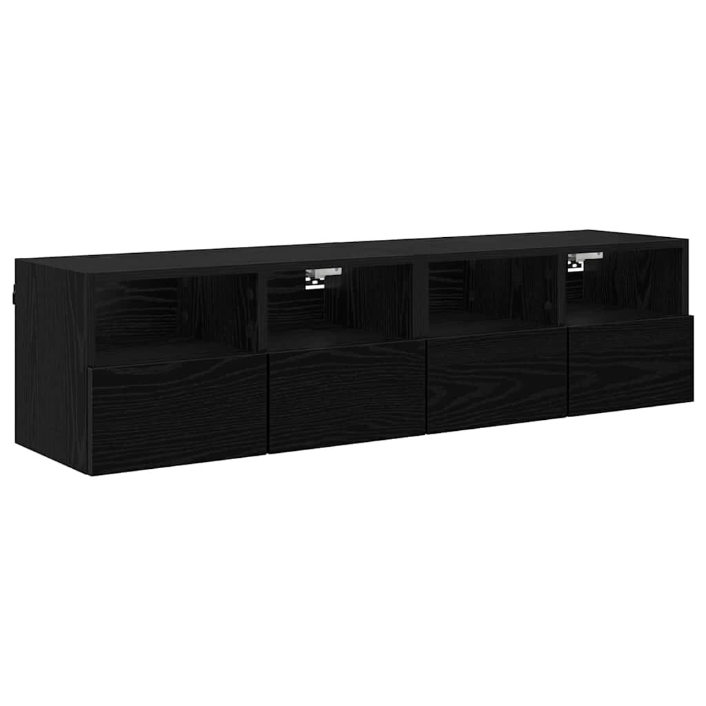 vidaXL TV-Wandregale 2 pcs Schwarz Eichen-Optik 60 x 30 x 30 cm Image