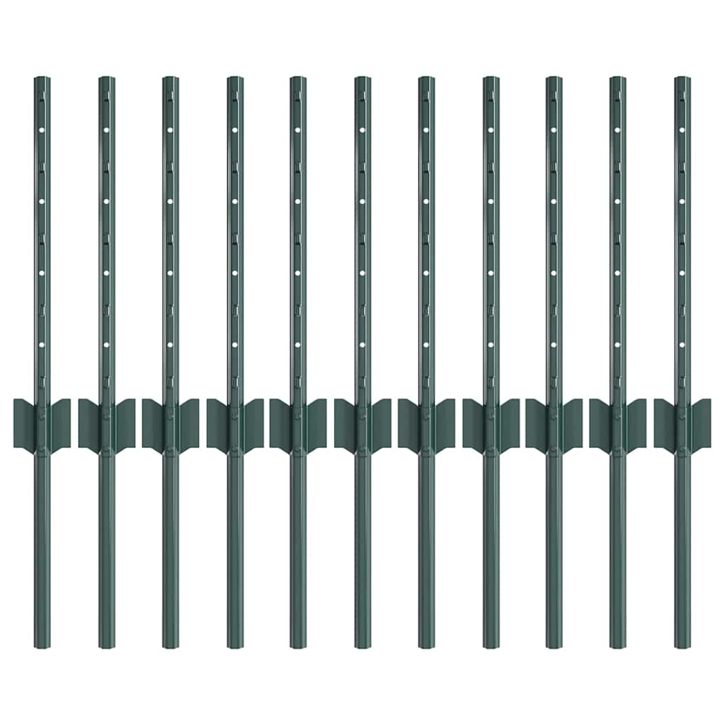 vidaXL Zaunpfosten 11 pcs Grün 40 cm Stahl Image