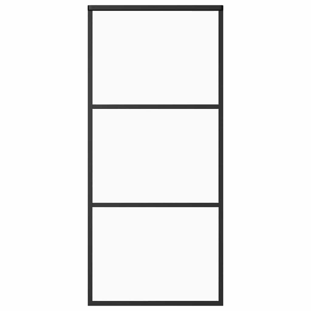 vidaXL Schiebetür ESG-Glas und Aluminium 90x205 cm Schwarz Image
