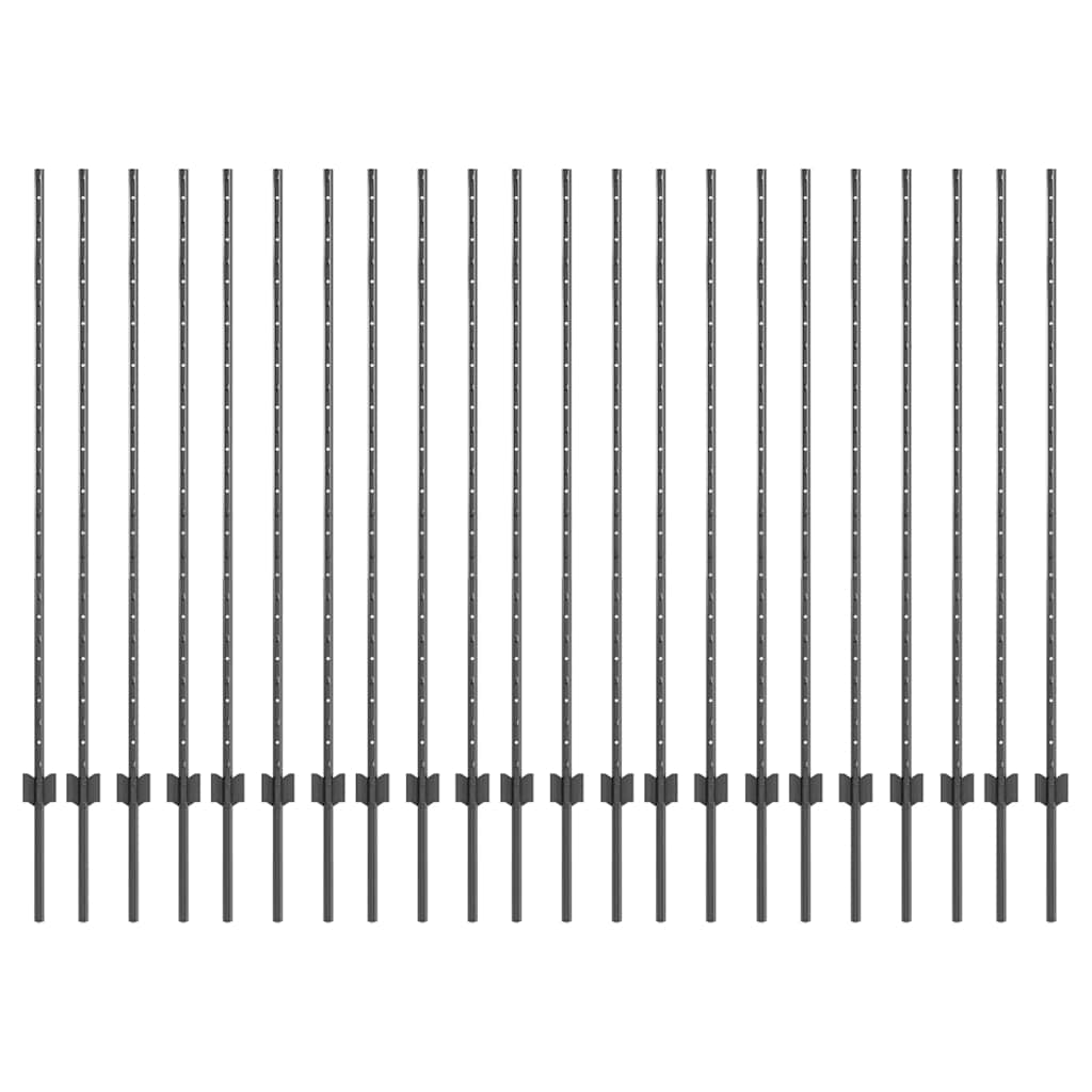 vidaXL Zaunpfosten 44 pcs Grau 180 cm Stahl Image