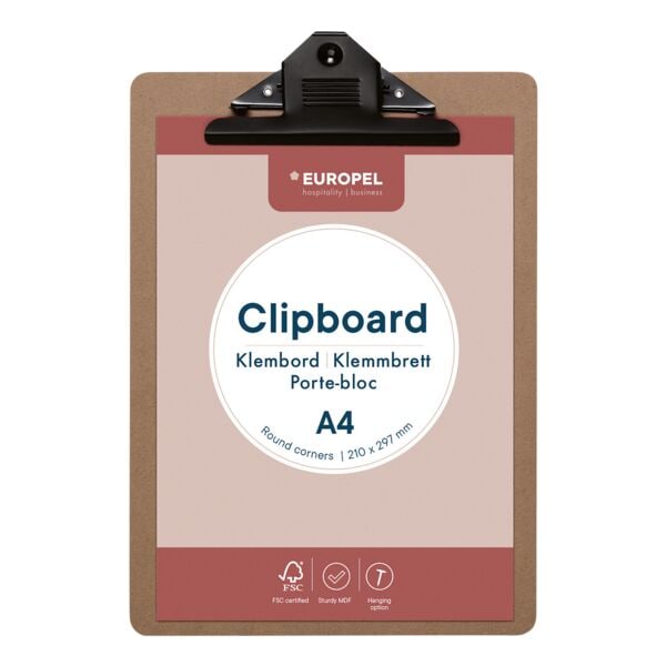 EUROPEL Klemmbrett A4 Holz / Metall braun 12 Stück, 23x32.5 cm Image