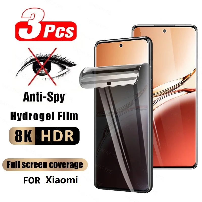 3Pcs Privatsphäre Hydrogel Film Für Xiaomi Poco X3 NFC M5S M5 F3 F4 GT F2 M3 X4 Pro 5G Screen Protector Ohne Fingerabdruck Entsperren Image