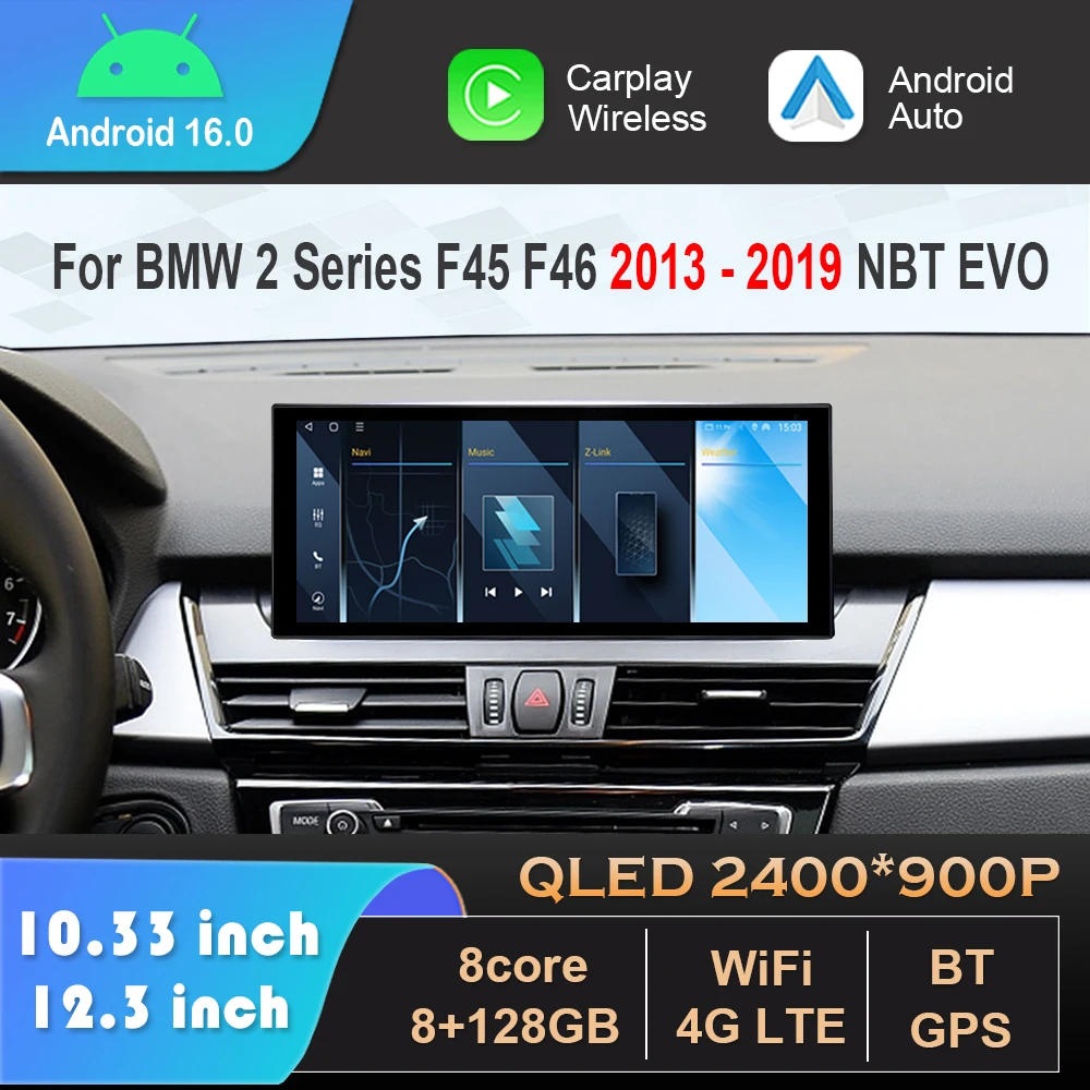 Android 14 für BMW 2er F45 F46 2013–2019 NBT EVO System DSP Stereo Carplay 4G Wifi GPS Autoradio Video Multimedia Player Image