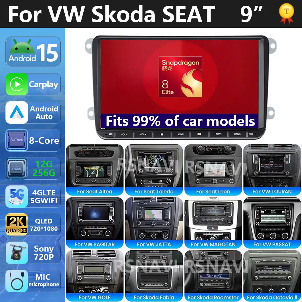 Auto Multimedia Radio Für Volkswagen VW T5 Amarok Polo Tiguan Caddy Golf 6 Passat B6 B7 Jetta Drahtlose CarPlay Android Auto 2 Din Image