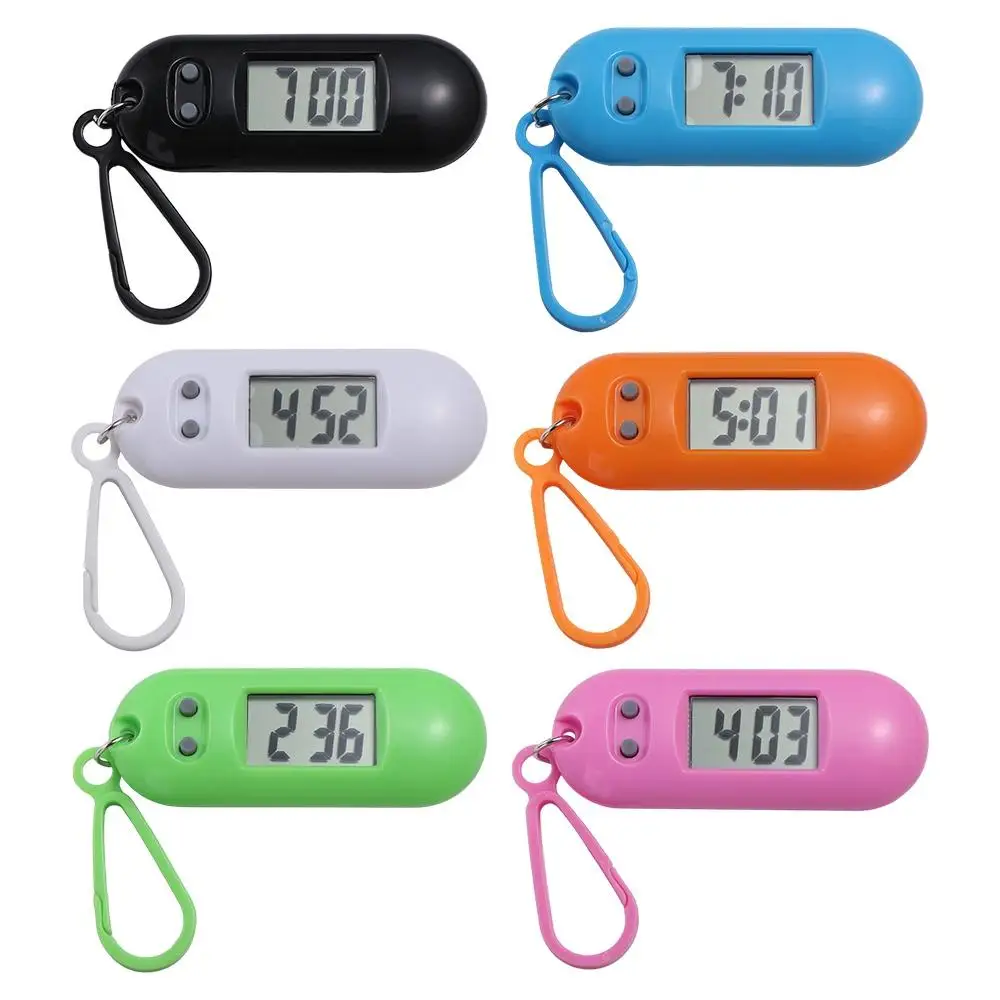 Key Display Digital Electronic Clock Keychain Table Time Display Oval Watch Electronic Watch Keyring Portable ABS