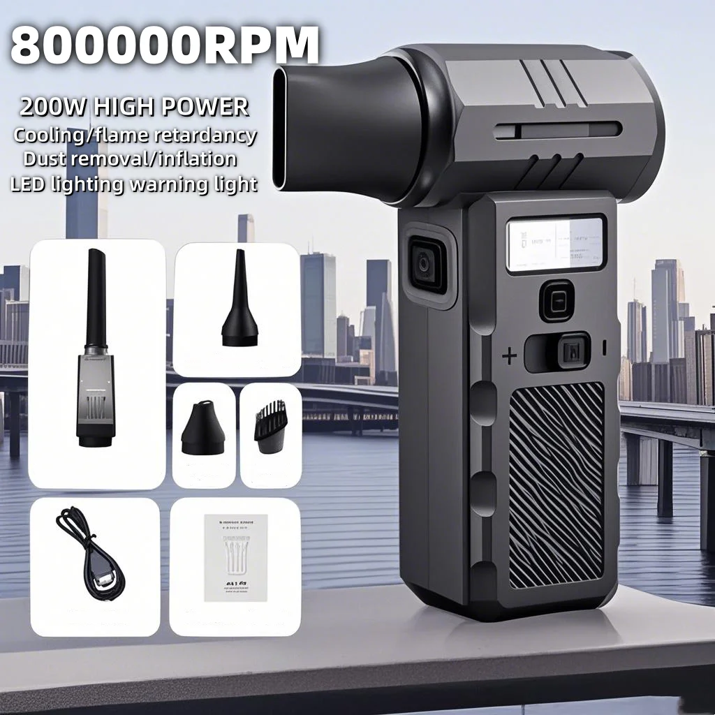 Leistungsstarker, gewalttätiger Ventilator mit 80.000 U/min, starker Staubgebläse, Mini-Turbo-Jet-Ventilator, wiederaufladbar, 58 m/s Turbo-Ventilator, leistungsstarkes Gebläse für die Reinigung Image