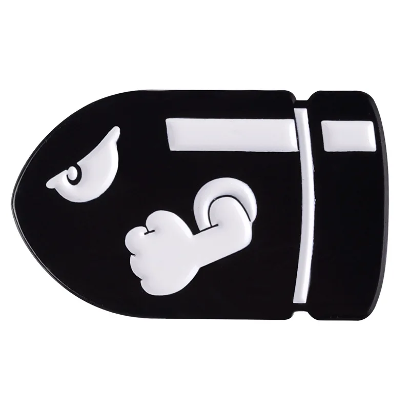 Spilla a forma di conchiglia di personalità con spilla a forma di proiettile nero di cartone animato Spille divertenti Decorazione per borse Distintivo in metallo Accessori Regalo all'ingrosso per gli