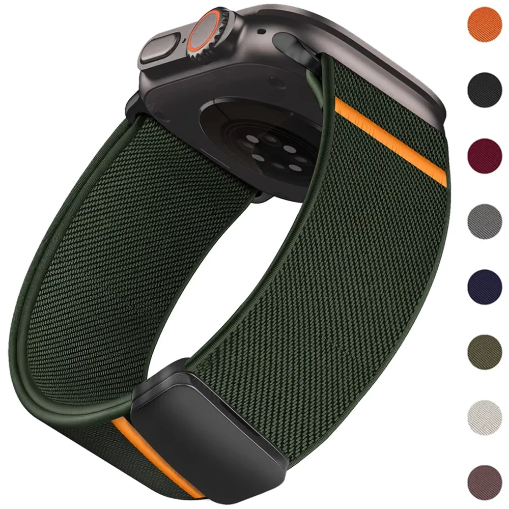 Magnetisches Armband für Apple Watch Band Ultra 49 mm 46 mm Nylon-Schlaufenarmband für Iwatch 10 11 42 mm 44/45 mm Sportarmband-Zubehör Image