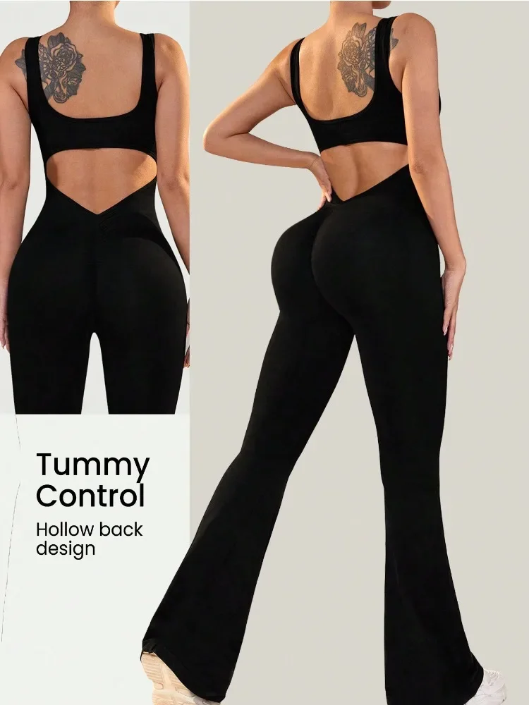 Studio Damen-Overall mit weitem Bein, Hose, tiefem V-Rücken, modischer und freizeit-Overall im kompletten Set Image