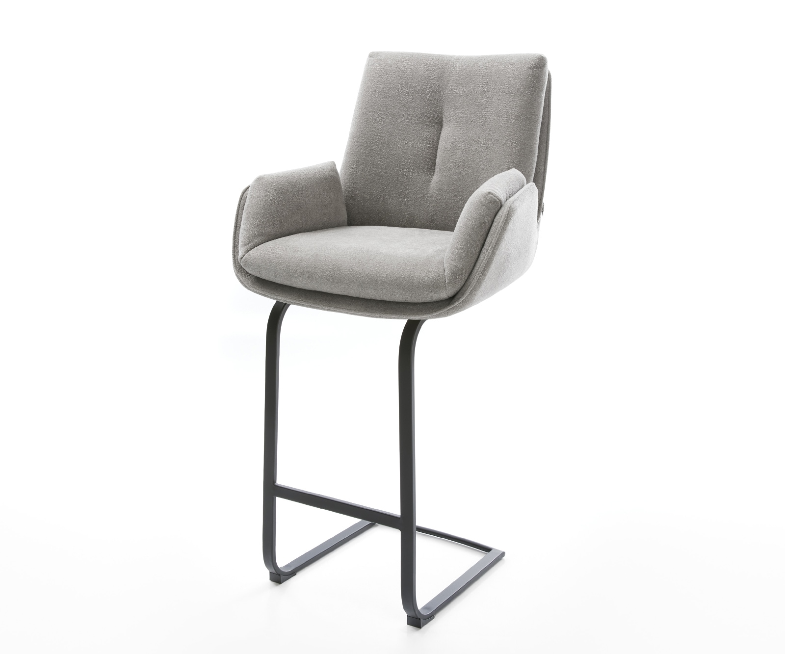 DELIFE Barstuhl Clea-Flex Strukturstoff Soft Grau Freischwinger Flach Metall, Barstühle Image